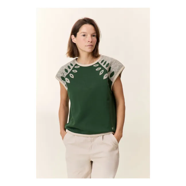 Sirop Leaf Cotton Organic Sleeveless Sweatshirt | Green