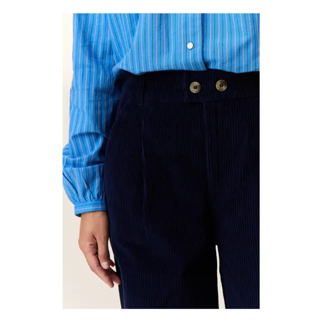 Pantalon Prom Velours Côtelé Coton Bio | Bleu marine