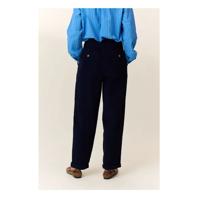 Pantalon Prom Velours Côtelé Coton Bio | Bleu marine