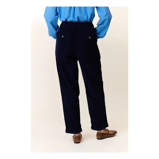 Prom-Hose aus geripptem Samt Bio-Baumwolle | Navy