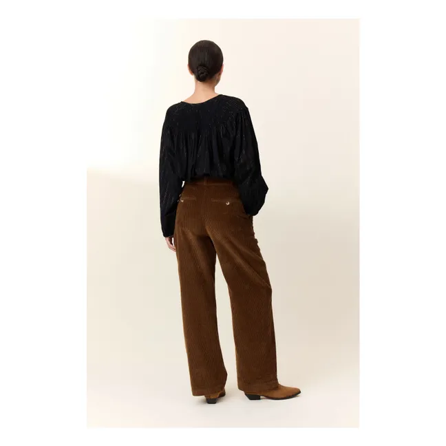 Pantalon Pamira Velours Côtelé Coton Bio | Marron