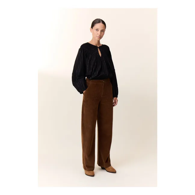 Pantalon Pamira Velours Côtelé Coton Bio | Marron