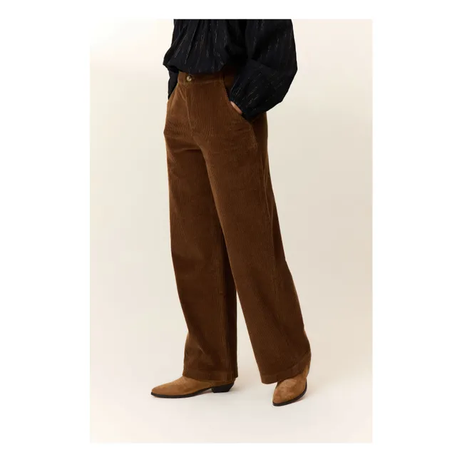 Pantalon Pamira Velours Côtelé Coton Bio | Marron