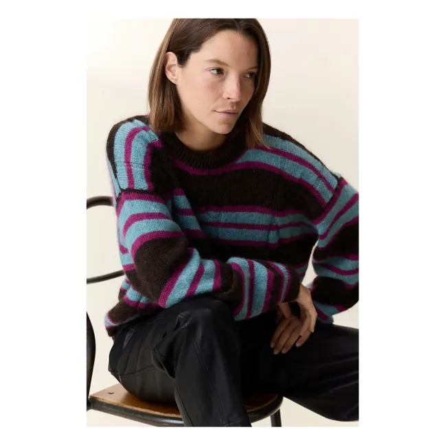 Jersey de rayas de mohair Super Kid | Marrón