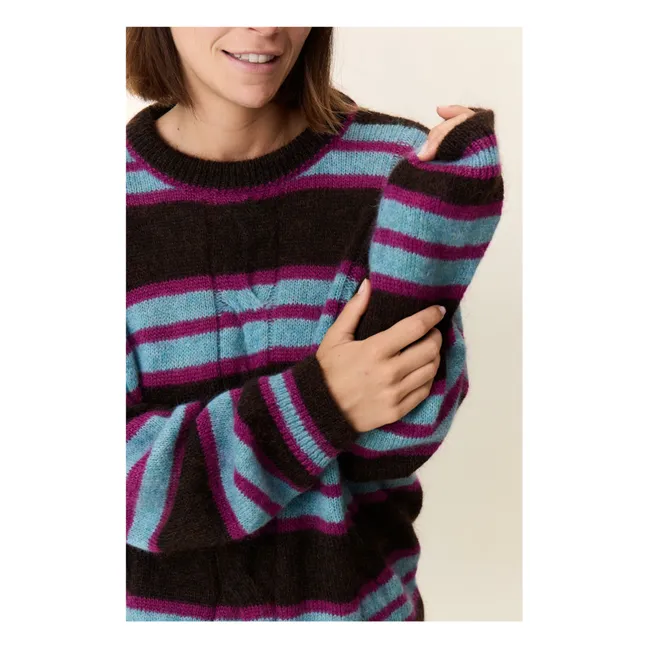 Jersey de rayas de mohair Super Kid | Marrón