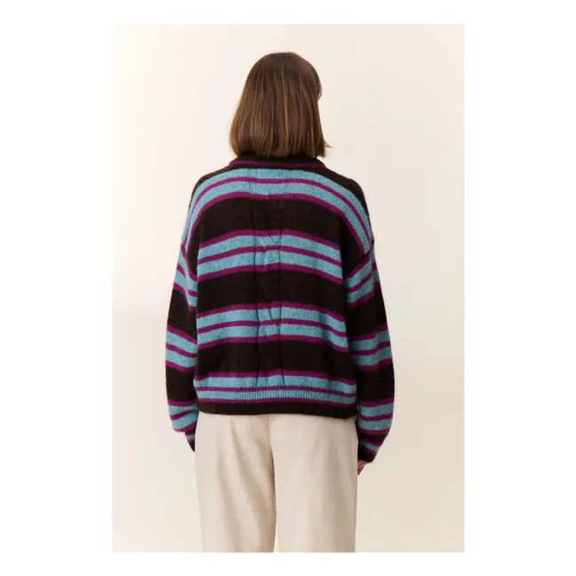 Super Kid Mohair Striped Moove Sweater | Brown