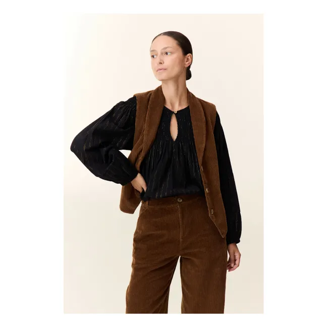 Veste Sans Manches Vuela Velours Côtelé Coton Bio | Marron