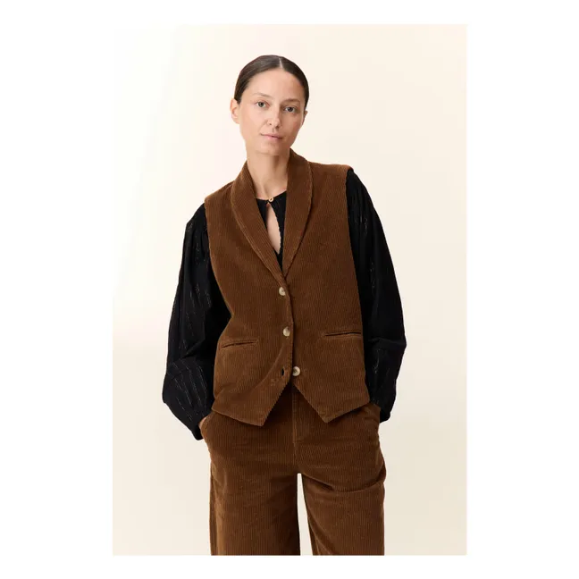 Veste Sans Manches Vuela Velours Côtelé Coton Bio | Marron