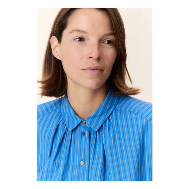 Blusa de algodón orgánico a rayas Cob | Azul