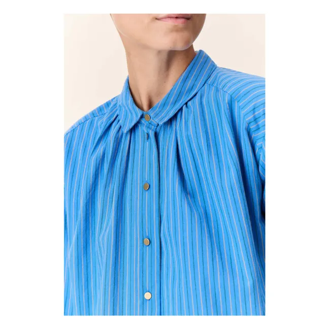 Cob Striped Organic Cotton Blouse | Blue