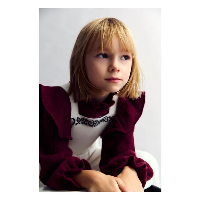 Maitea Double Cotton Gauze Blouse | Burgundy