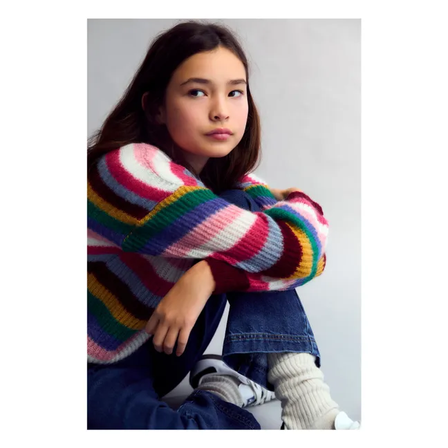Astrid Striped Mohair Sweater | Pink