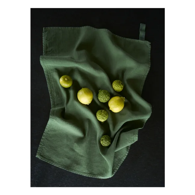 Léonie tea towel | Moss Green