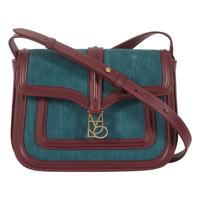 Noah Corduroy and Leather Bag | Petrol blue