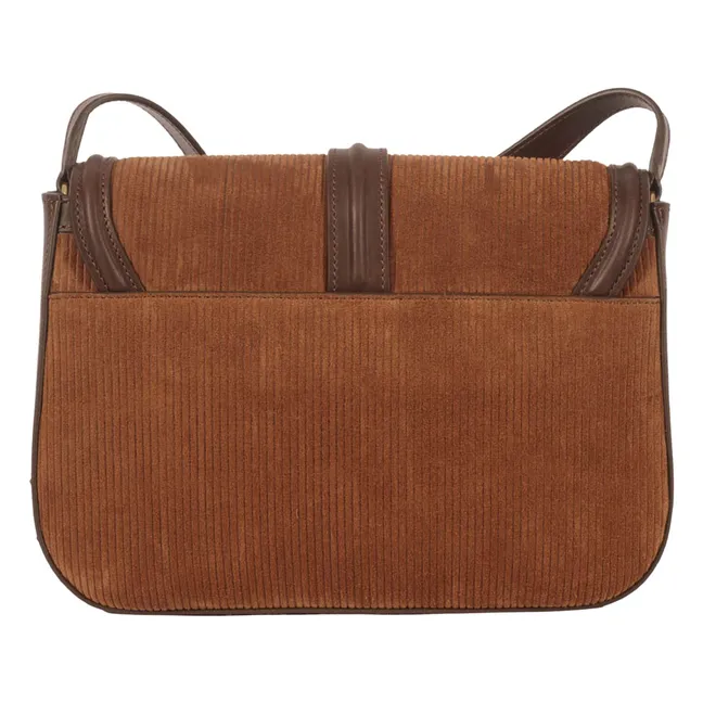 Sac Noah Velours Côtelé et Cuir | Camel