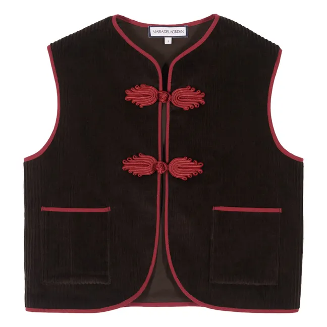 Vienna Corduroy Sleeveless Jacket | Brown