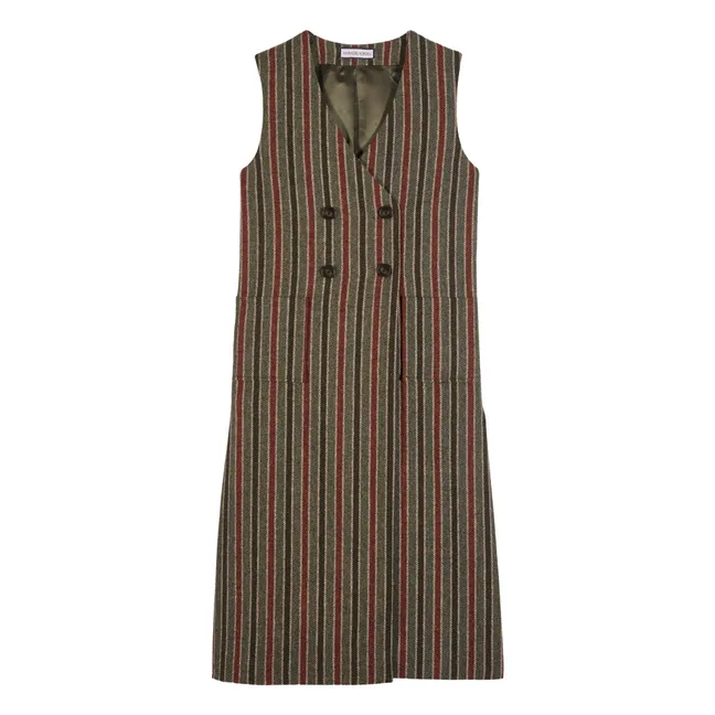 Venice Striped Wool Sleeveless Jacket | Grey