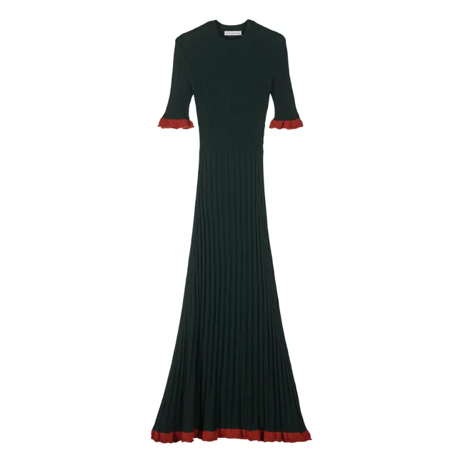 Vestido Magda de lana merina extrafina | Verde Oscuro