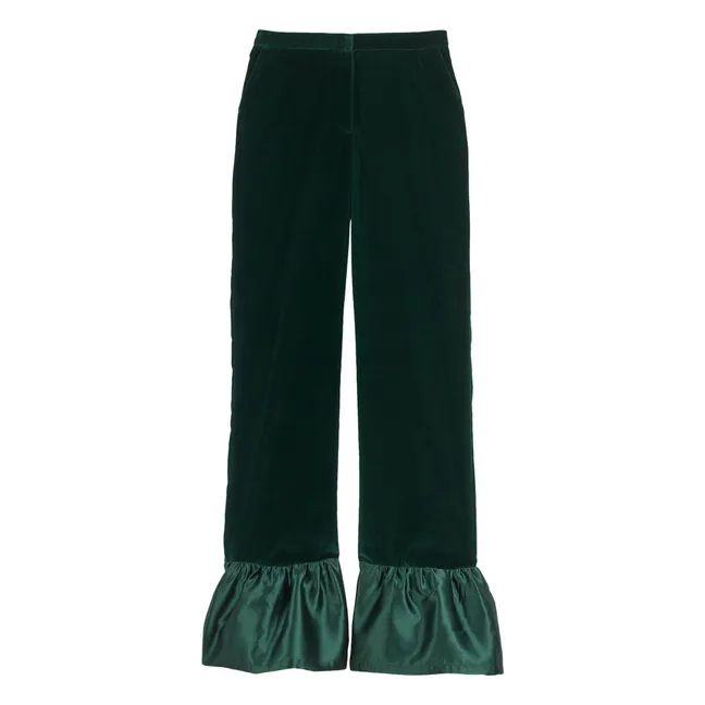 Pantaloni in lana e velluto Percy | Verde