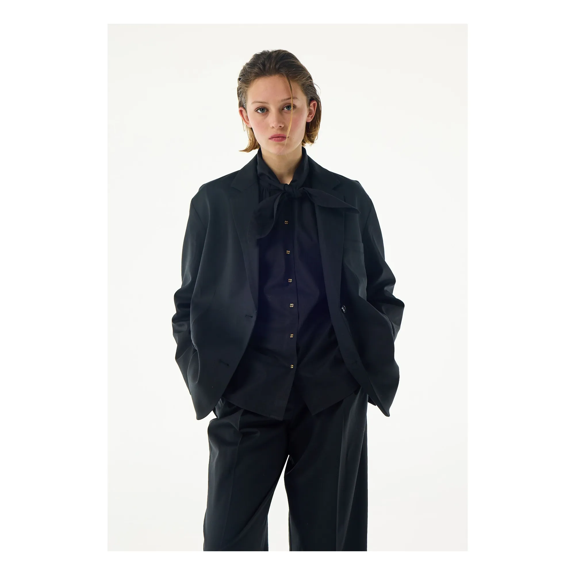 Bellepiece Black Tom Cotton Poplin Blouse