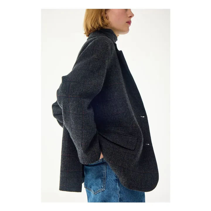 Veste London Carreaux Laine Vierge | Gris anthracite- Image produit n°4
