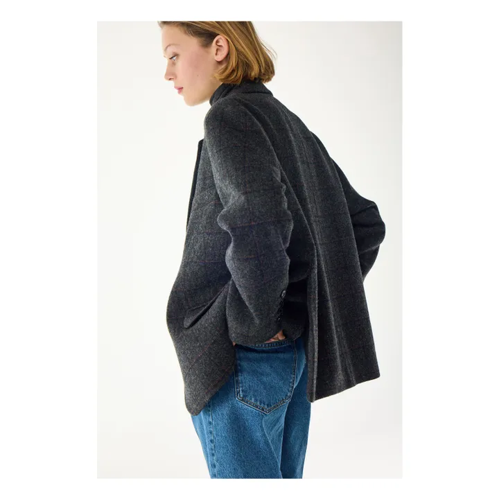 Veste London Carreaux Laine Vierge | Gris anthracite- Image produit n°3