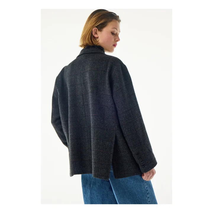 Veste London Carreaux Laine Vierge | Gris anthracite- Image produit n°2