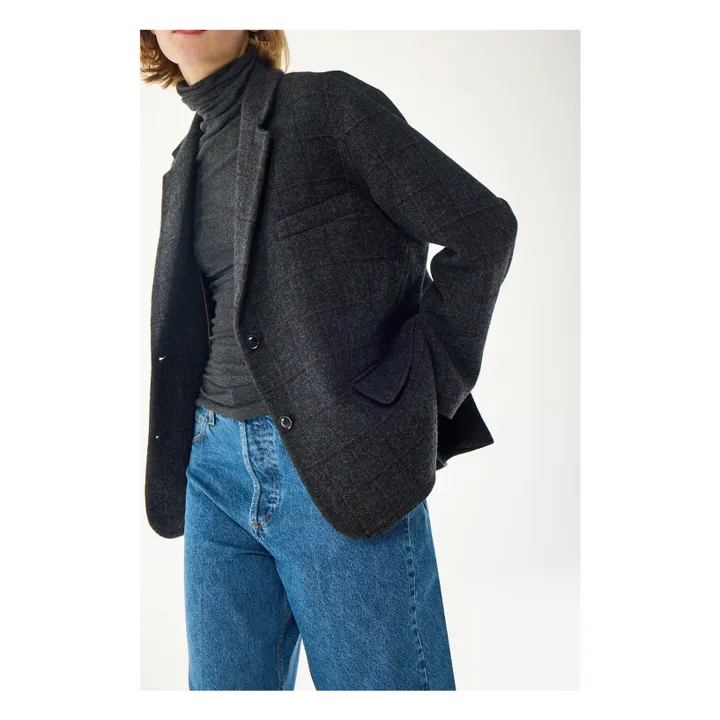 Veste London Carreaux Laine Vierge | Gris anthracite- Image produit n°1