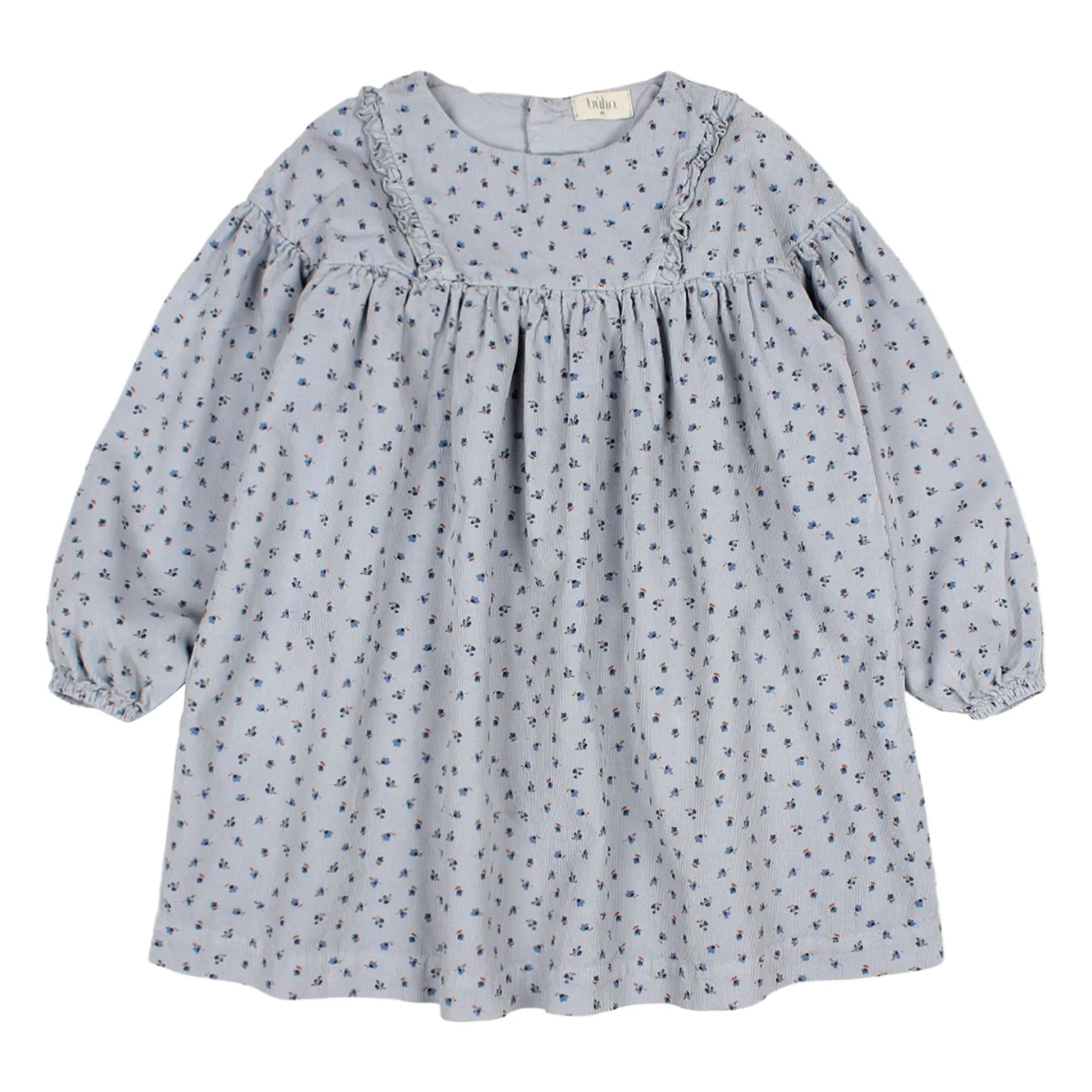 Búho Grey Blue Soft Corduroy Organic Cotton Dress