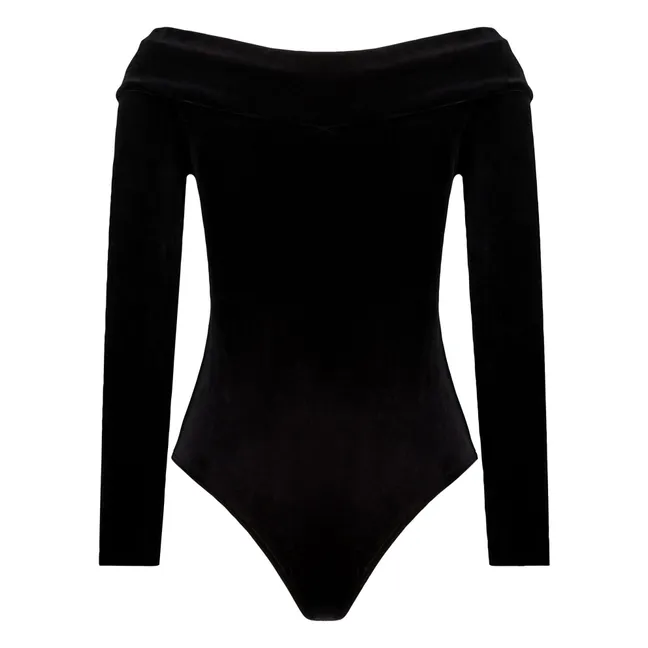 Gabrielle Velvet bodysuit | Black