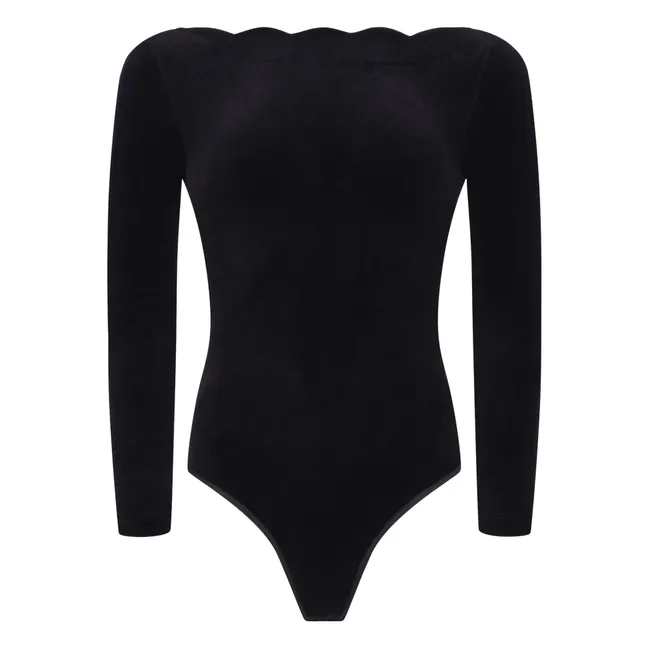 Katy Velours Body | Schwarz
