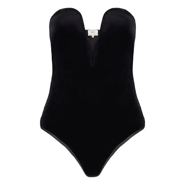 Body de terciopelo picante | Negro