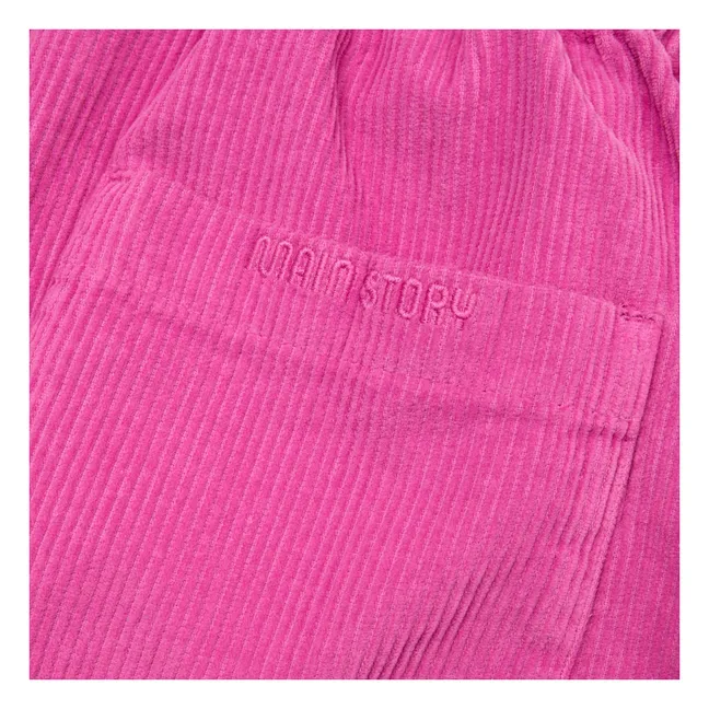 Lounge-Hose aus geripptem Velours Bio-Baumwolle | Rosa