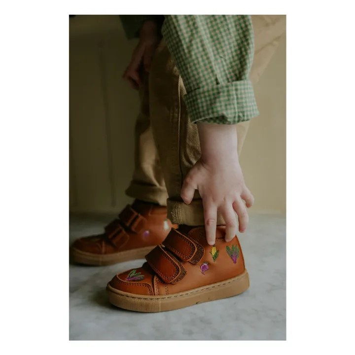 Sneakers con graffi del raccolto autunnale - Collezione Uniqua | Cognac- Immagine del prodotto n°3