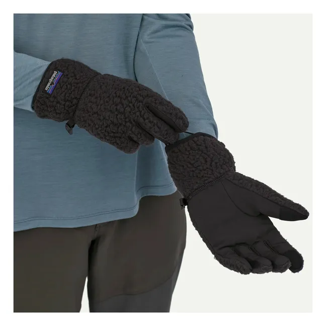 Retro Pile Recycled Fiber Gloves | Black