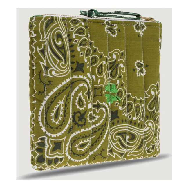 Mini Pochette Zippée Matelassée Trefle | Bronze