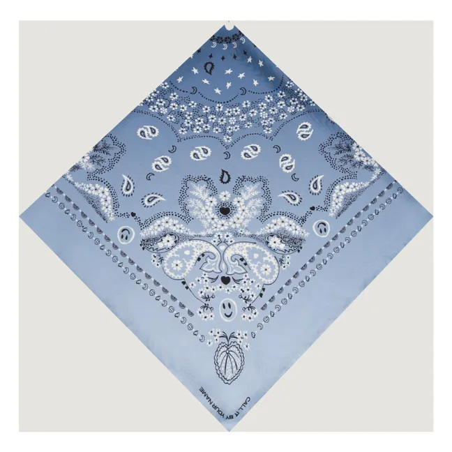 Bandana grande in seta bicolore | Blu