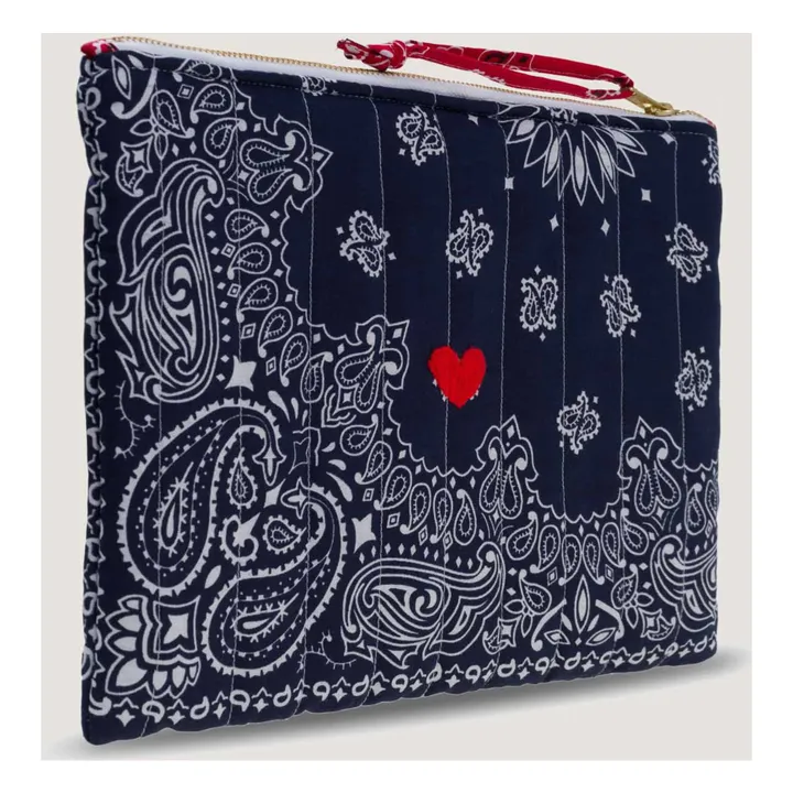 Pochette Zippée Matelassée Coeur | Bleu marine- Image produit n°5