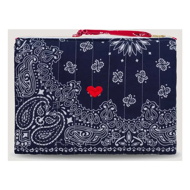 Bolsa acolchada con cremallera Corazón | Azul Marino