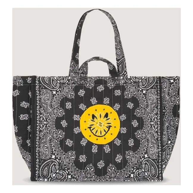 Maxi Cabas Matelassé Happy Face | Noir