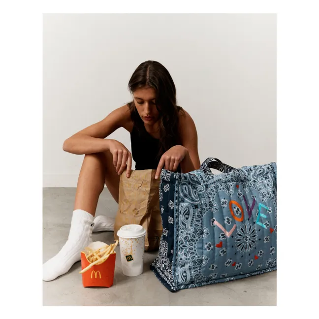 Maxi Cabas Quilted Love | Blau