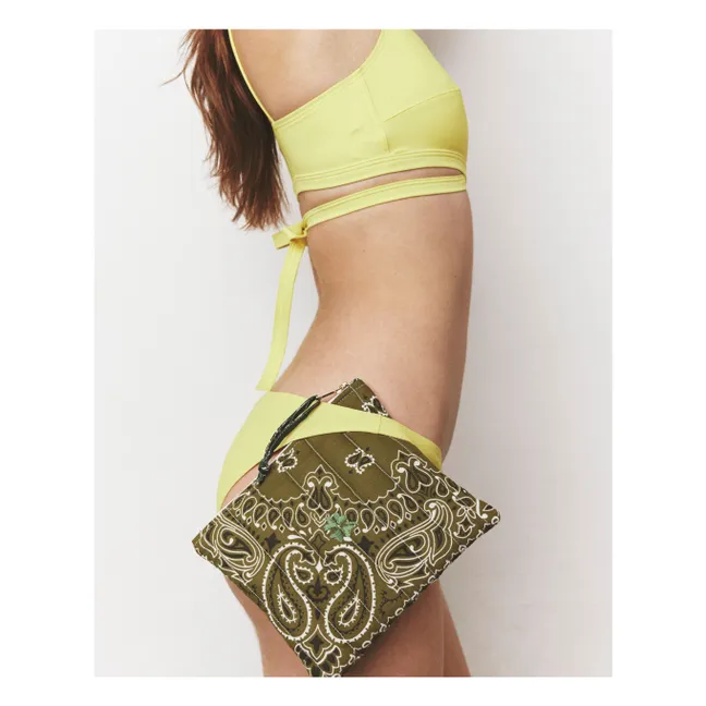 Mini Zipped Quilted Trefle Pouch | Bronze