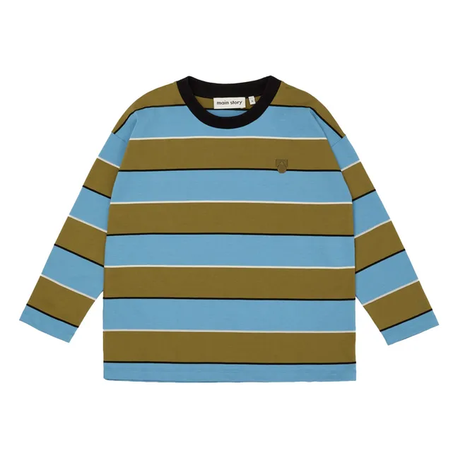 Camiseta de rayas de algodón orgánico | Azul Claro