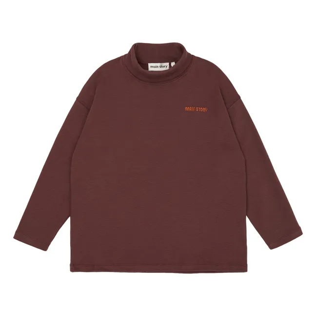 Ribbed organic cotton turtleneck sweaters | Burgundy