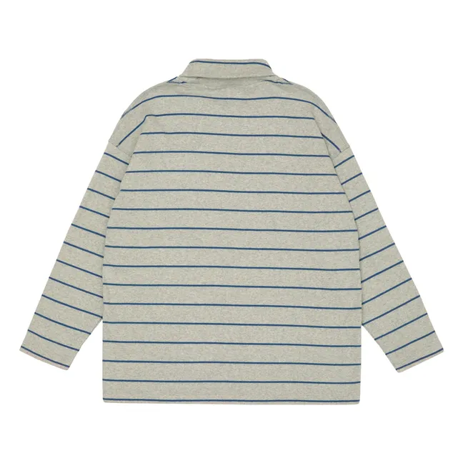 Pull Col Roulé Côtelé Rayé Coton Bio | Gris