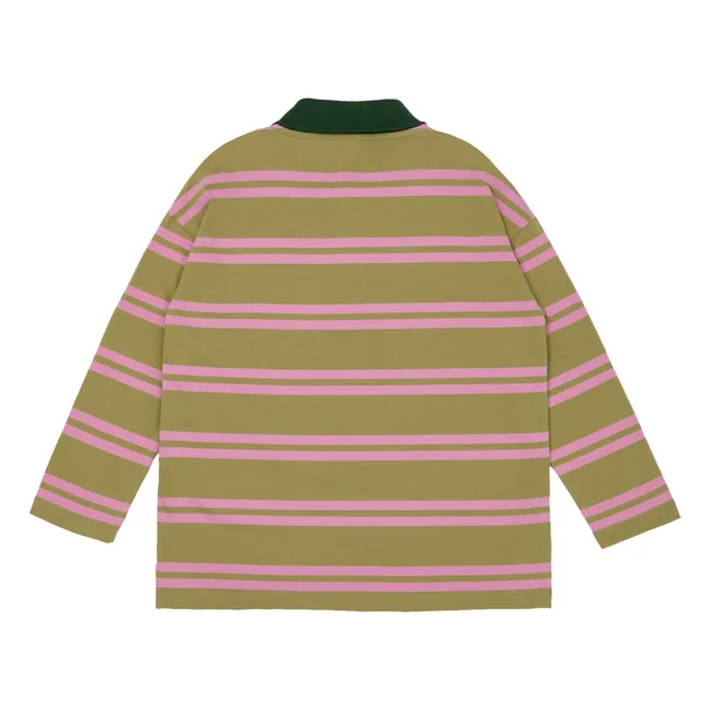 Gestreiftes Poloshirt aus Bio-Baumwolle | Beige