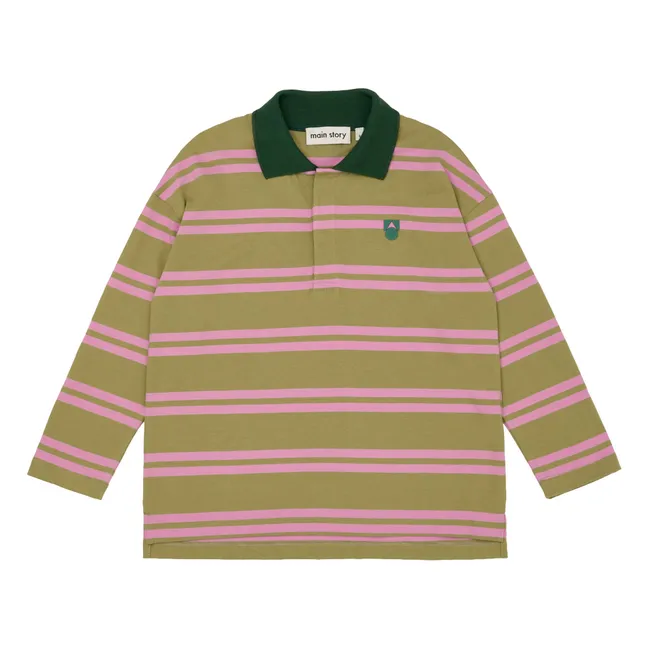 Gestreiftes Poloshirt aus Bio-Baumwolle | Beige