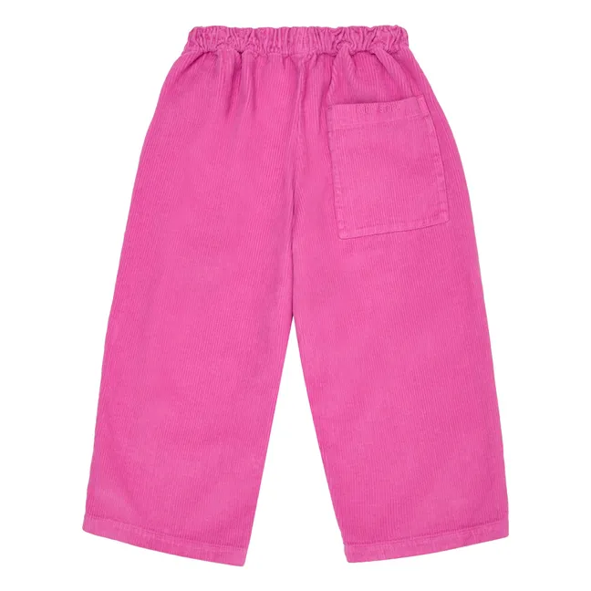 Lounge-Hose aus geripptem Velours Bio-Baumwolle | Rosa