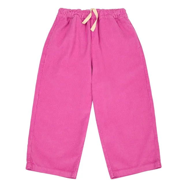 Lounge-Hose aus geripptem Velours Bio-Baumwolle | Rosa