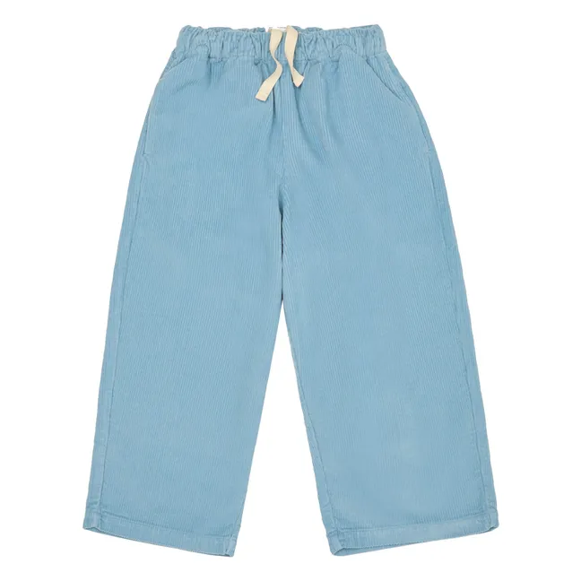 Lounge-Hose aus geripptem Velours Bio-Baumwolle | Hellblau